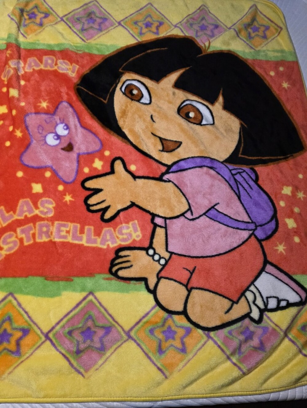 VTG Y2K Dora The Explorer Throw Blanket Estrellas Stars Nick Jr Rare